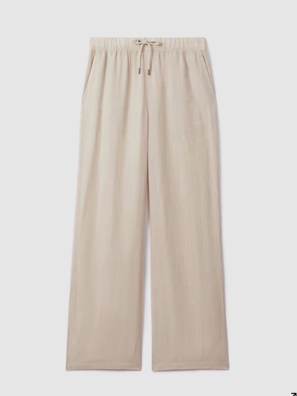REISS Cleo Garment Dyed Wide Leg 100% Linen Trousers in Oatmeal